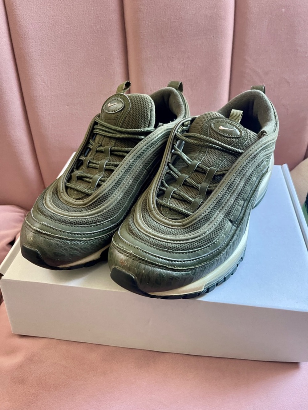Nike Olive Green Women's Air Max-Style Sneakers